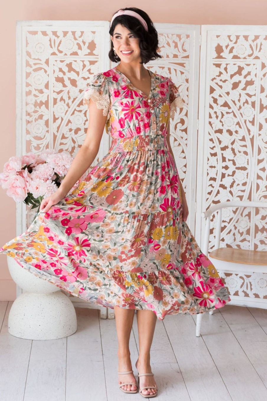 Dresses NeeSee's Dresses | The Aryanna Cream Floral