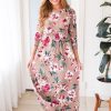 Dresses NeeSee's Dresses | The Landry Dusty Alder W/ Rouge Floral