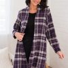 Tops NeeSee's Dresses | Thankful Thoughts Modest Cardigan Aubergine/Cream Plaid