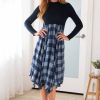 Dresses NeeSee's Dresses | The Fallyn Heather Navy/Blue Plaid