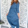 Dresses NeeSee's Dresses | The Echo Denim Blue /Black Leopard Dots