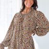 Tops NeeSee's Dresses | Class With Sass Modest Blouse Cream Leopard