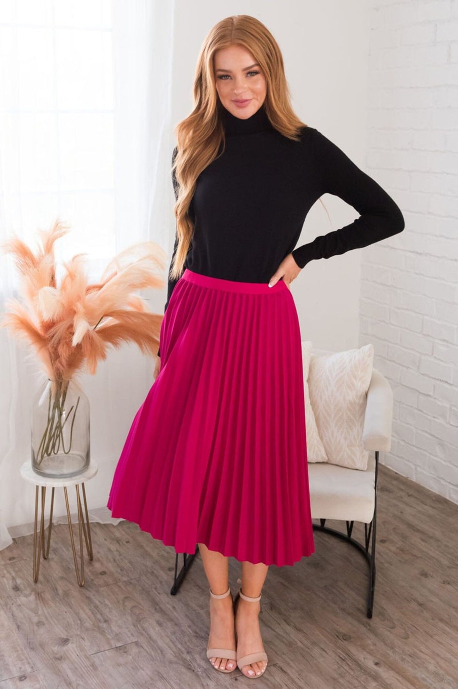 Skirts NeeSee's Dresses | Searching For You Modest Pleat Skirt Fuchsia