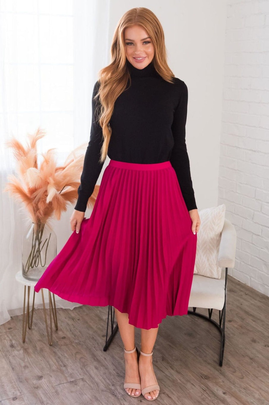 Skirts NeeSee's Dresses | Searching For You Modest Pleat Skirt Fuchsia