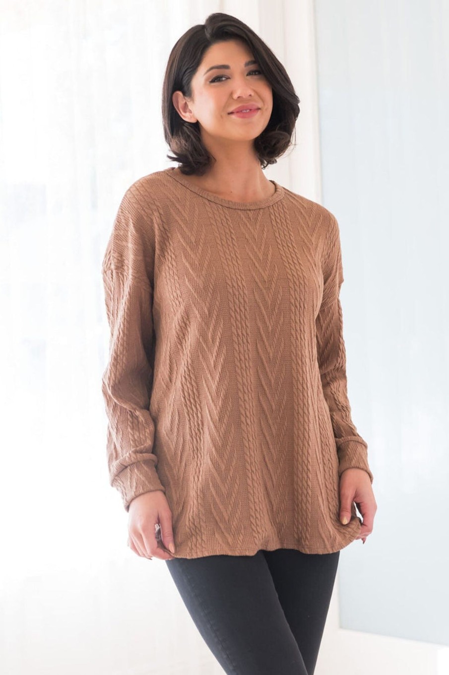 Tops NeeSee's Dresses | Bringing The Cheer Modest Sweater Mocha