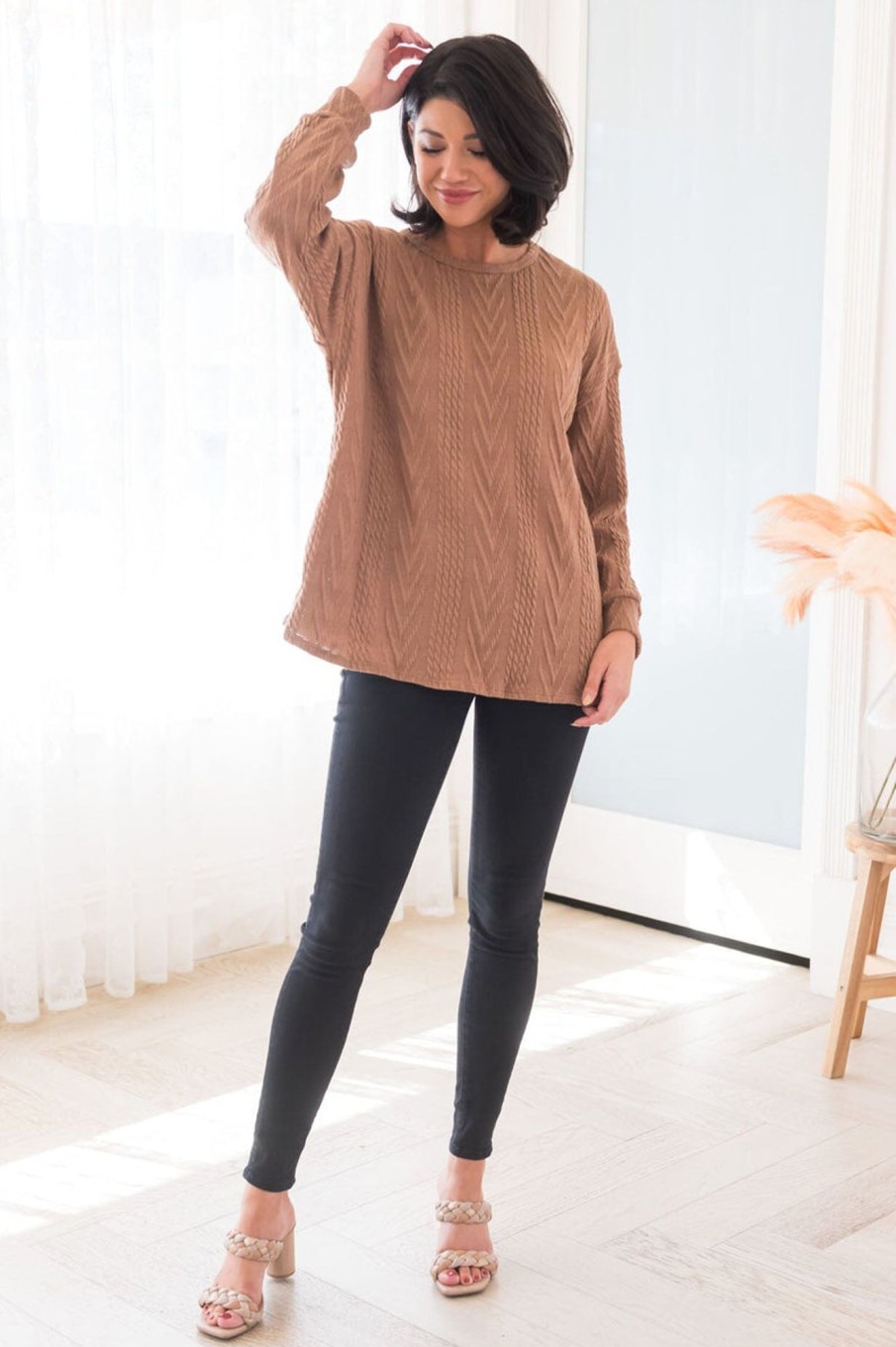 Tops NeeSee's Dresses | Bringing The Cheer Modest Sweater Mocha