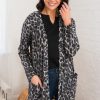 Tops NeeSee's Dresses | Wild Vibes Modest Cardigan Grey Leopard