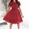 Dresses NeeSee's Dresses | The Amy Swiss Dot Cranberry