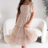 Dresses NeeSee's Dresses | The Marnie Pale Gray/Coral Rose