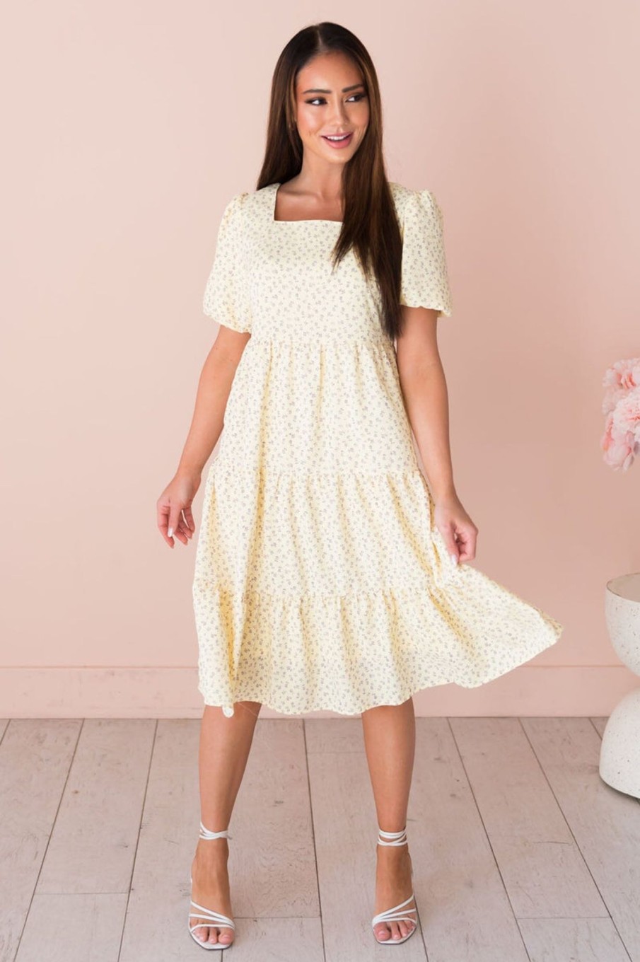 Dresses NeeSee's Dresses | The Jubileah Light Yellow/Lavender Mini Floral