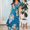 Dresses NeeSee's Dresses | The Gena Deep Teal Floral