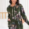 Tops NeeSee's Dresses | Bloom Boldly Modest Hoodie Olive Green Floral