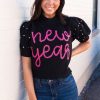 Tops NeeSee's Dresses | New Year Is Here Modest Sweater Black/Pink/Rhinestone