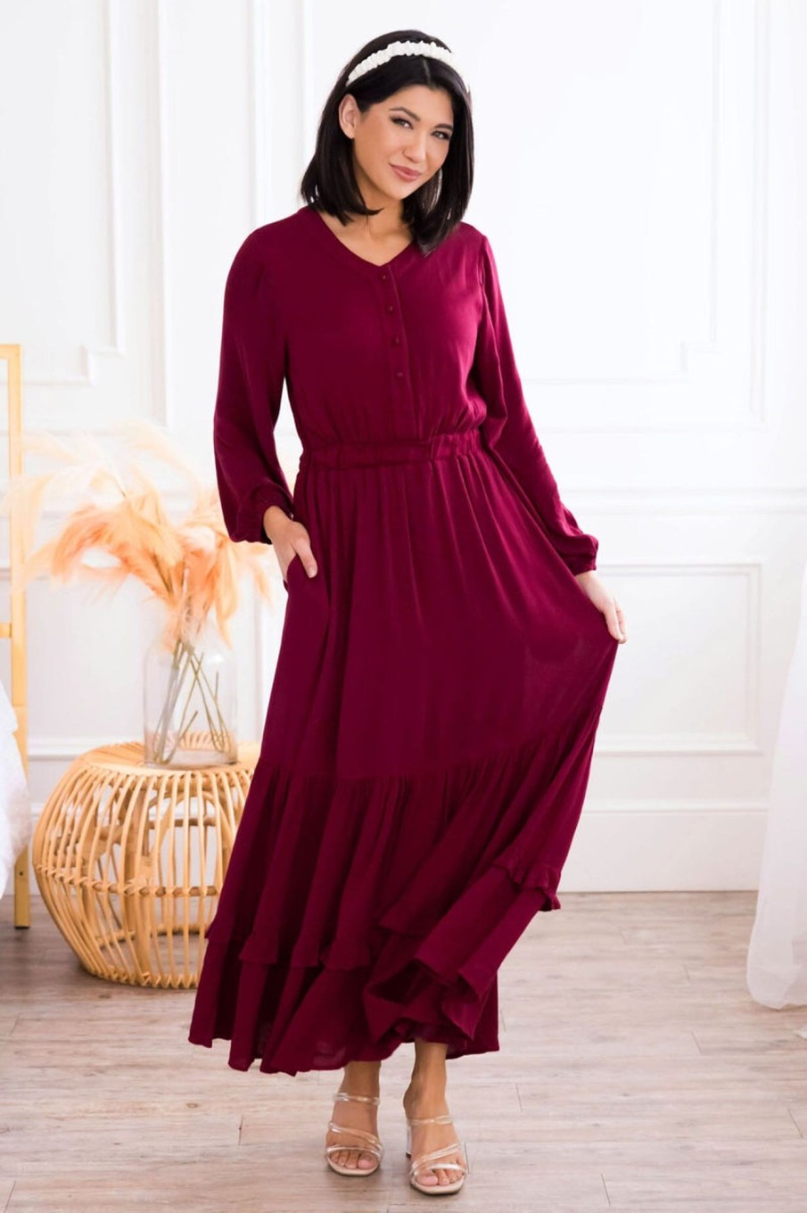 Dresses NeeSee's Dresses | The Caro Burgundy