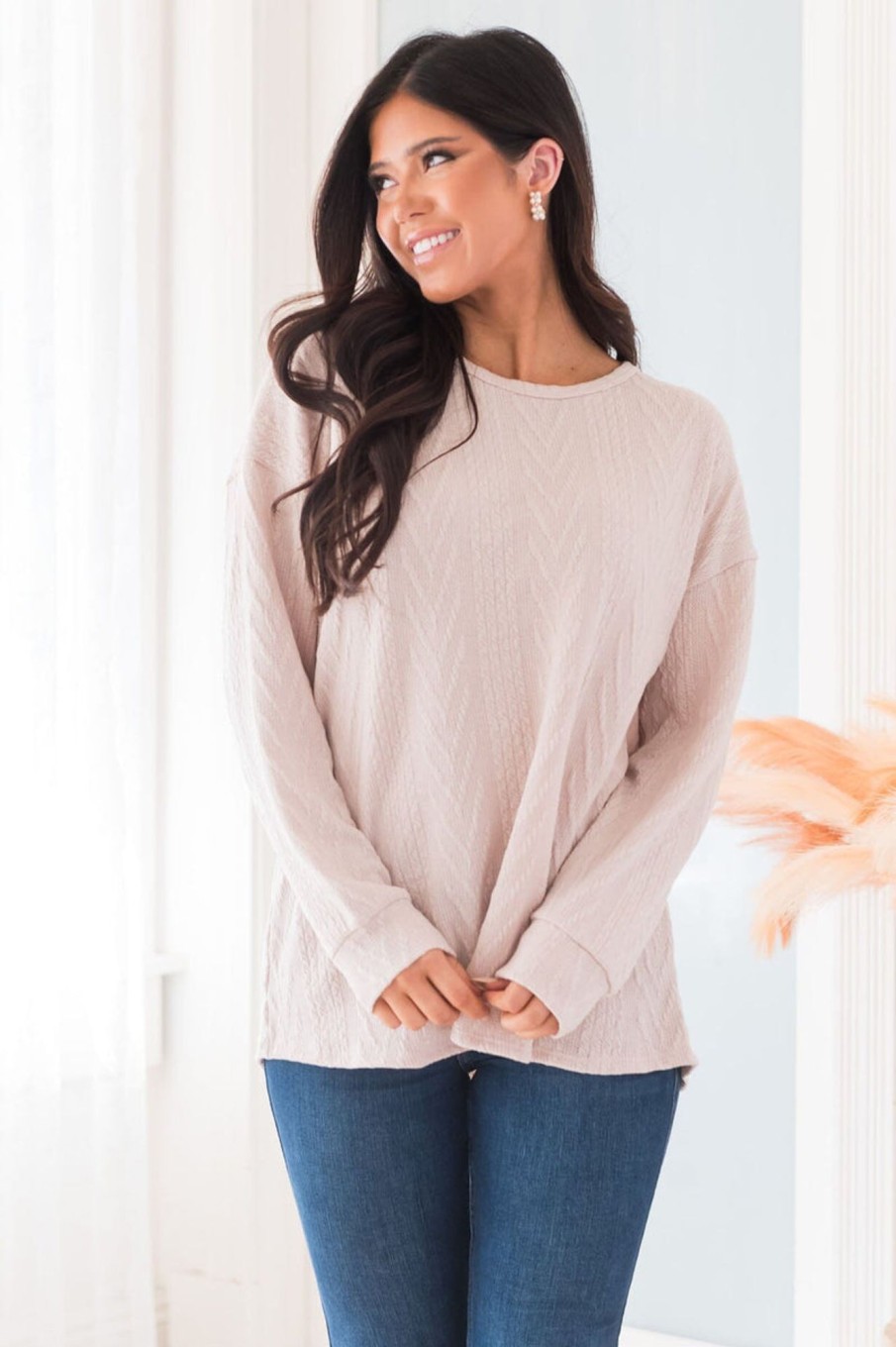 Tops NeeSee's Dresses | Bringing The Cheer Modest Sweater Oatmeal