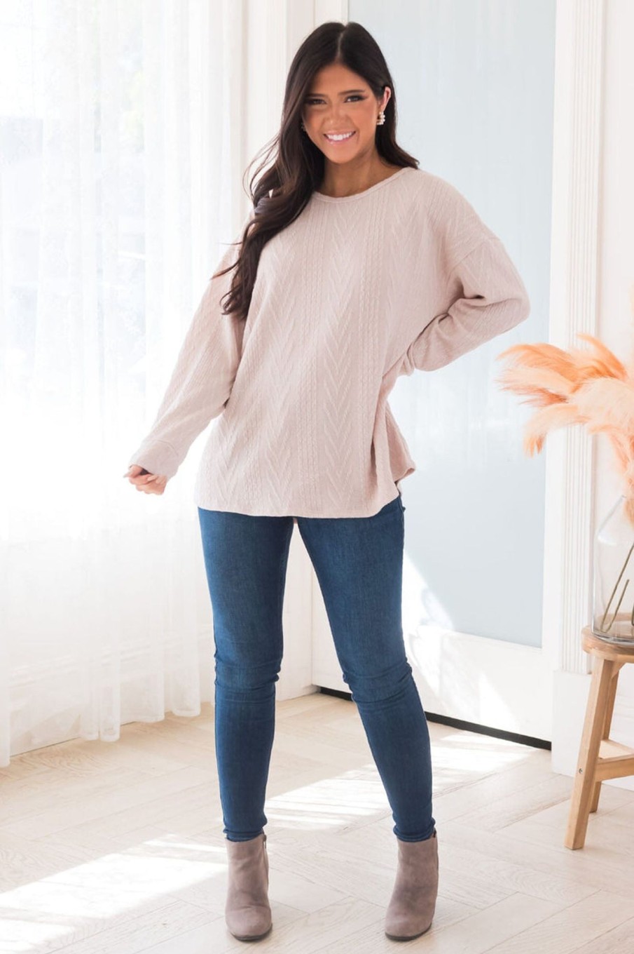 Tops NeeSee's Dresses | Bringing The Cheer Modest Sweater Oatmeal