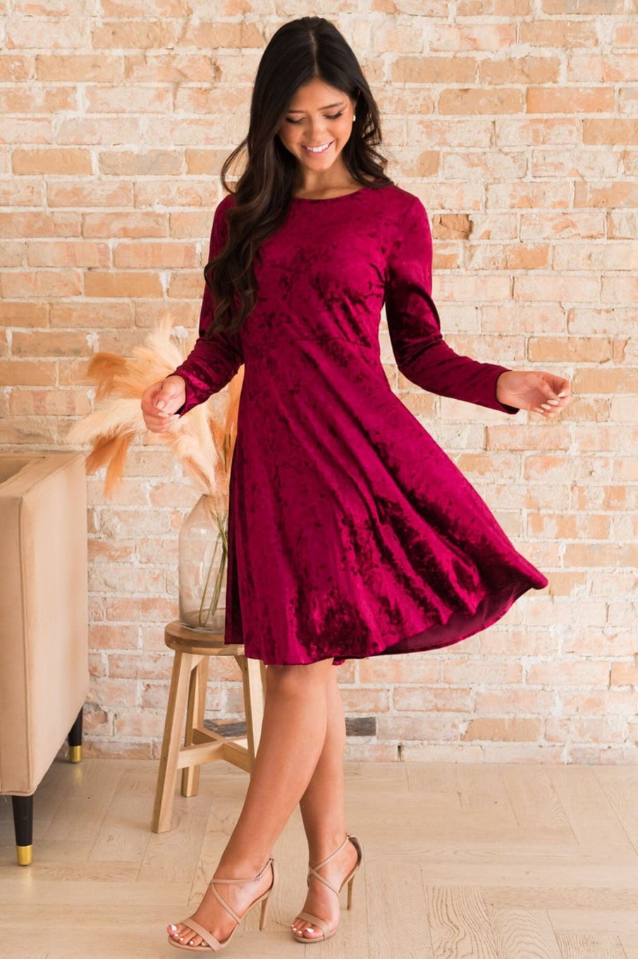 Dresses NeeSee's Dresses | The Marina Cranberry Velvet