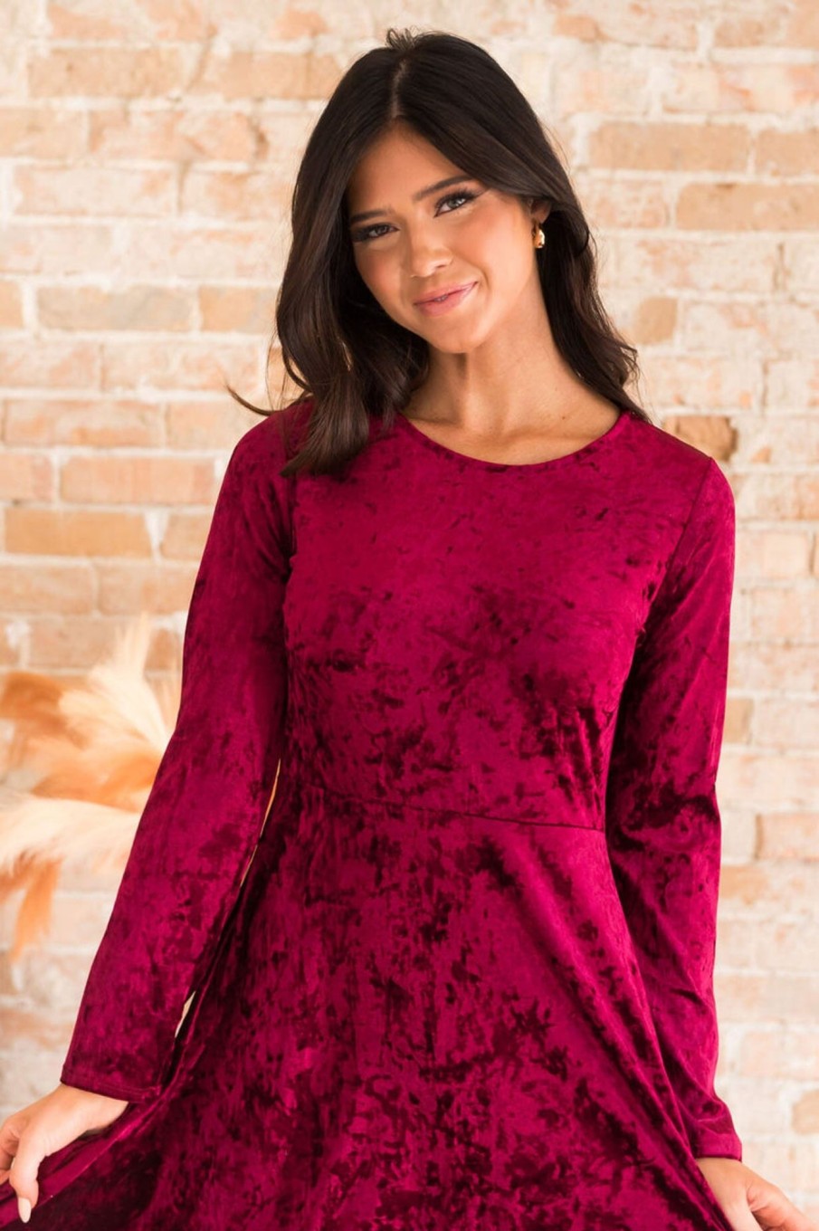 Dresses NeeSee's Dresses | The Marina Cranberry Velvet