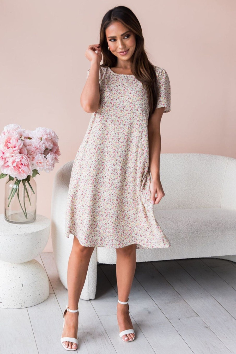 Dresses NeeSee's Dresses | The Gertrude Ivory/Mauve Floral