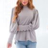 Tops NeeSee's Dresses | Warm Soft & Sophisticated Button Sleeve Sweater Grey