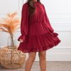 Dresses NeeSee's Dresses | The Nyah Cranberry/Black Dot