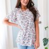 Tops NeeSee's Dresses | Always A Dreamer Modest Blouse Pink/Mauve/Blue Floral