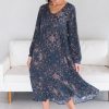 Dresses NeeSee's Dresses | The Kallah Dusty Navy/Taupe Patchwork Floral