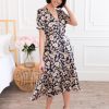 Dresses NeeSee's Dresses | The Kallie Deep Navy W/ Taupe&Mauve Floral