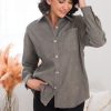 Tops NeeSee's Dresses | Goal Chaser Modest Corduroy Button Up Frosted Olive