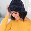 Tops NeeSee's Dresses | Stay Cozy Chenille Pom Pom Beanie Navy Chenille