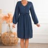 Dresses NeeSee's Dresses | The Austine Shinny Heather Navy