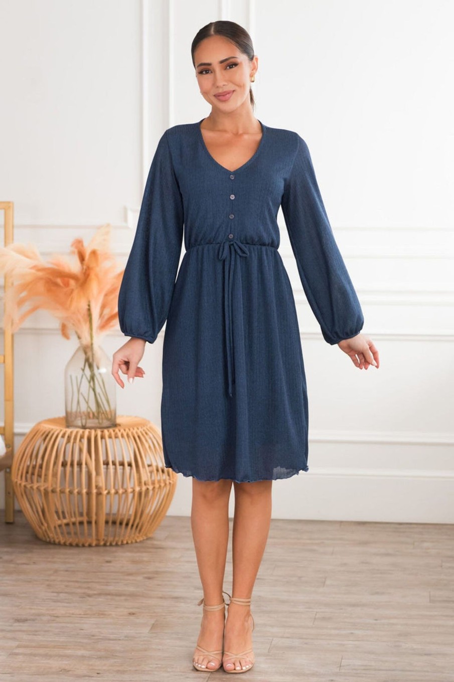 Dresses NeeSee's Dresses | The Austine Shinny Heather Navy