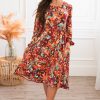 Dresses NeeSee's Dresses | The Millicent Rust/Burgundy/Dusty Mint Floral