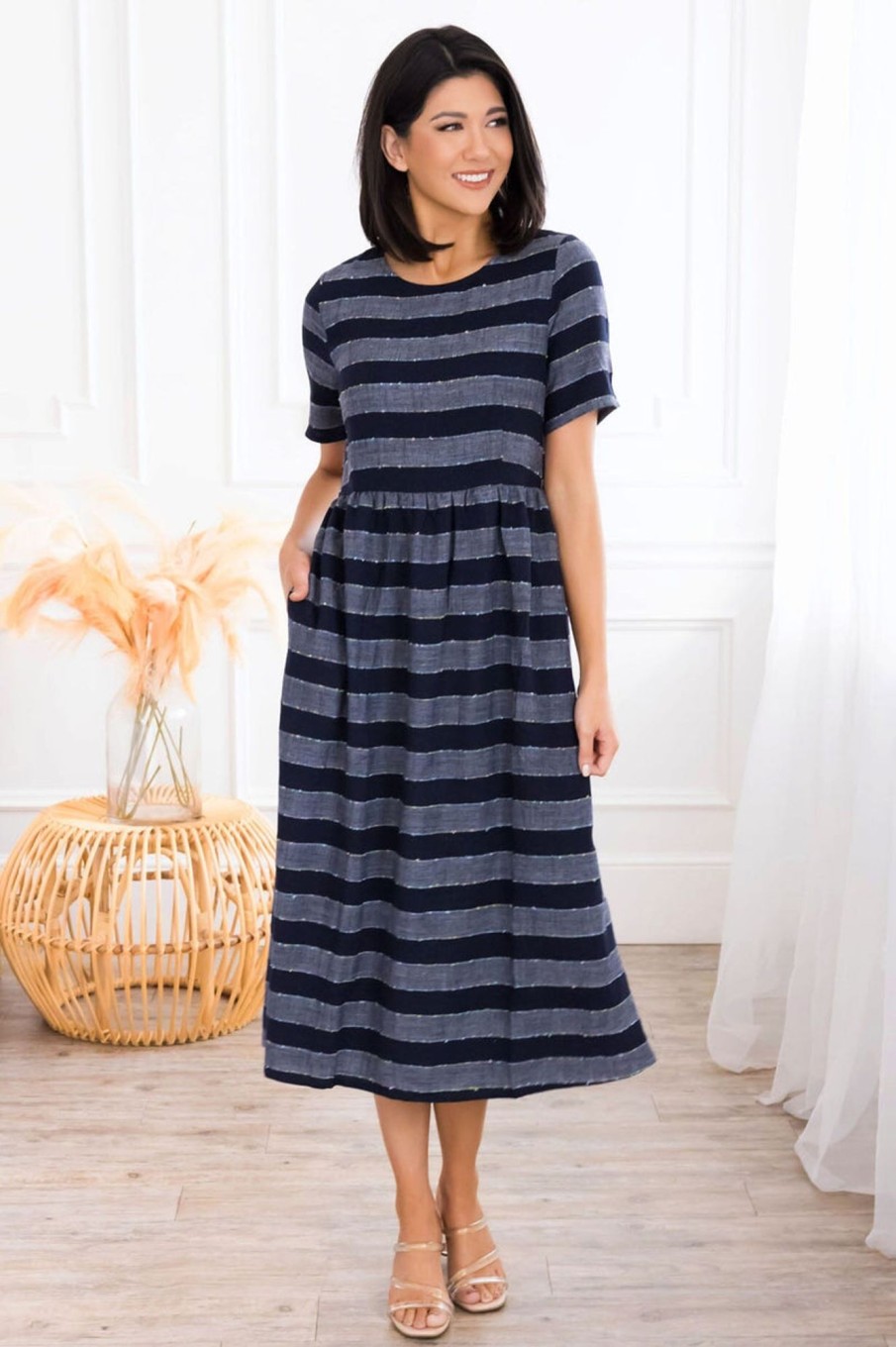 Dresses NeeSee's Dresses | The Aaronette Navy/Dusty Navy