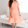 Dresses NeeSee's Dresses | The Beatriz Tiger Orange Swiss Dot